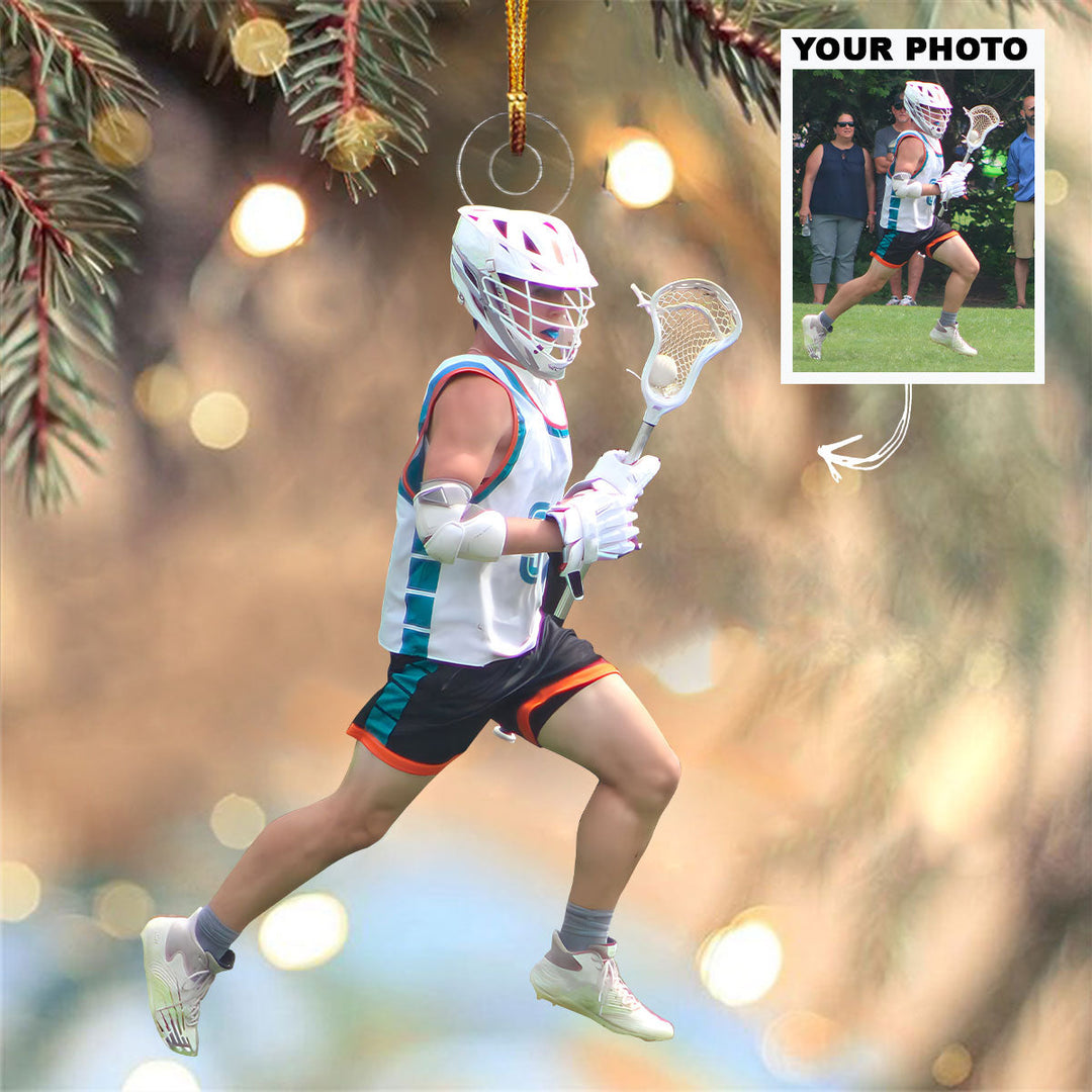 Kid Lacrosse Ornament - Personalized Custom Photo Mica Ornament - Christmas Gift For Kids, Sport Lovers, Family Members