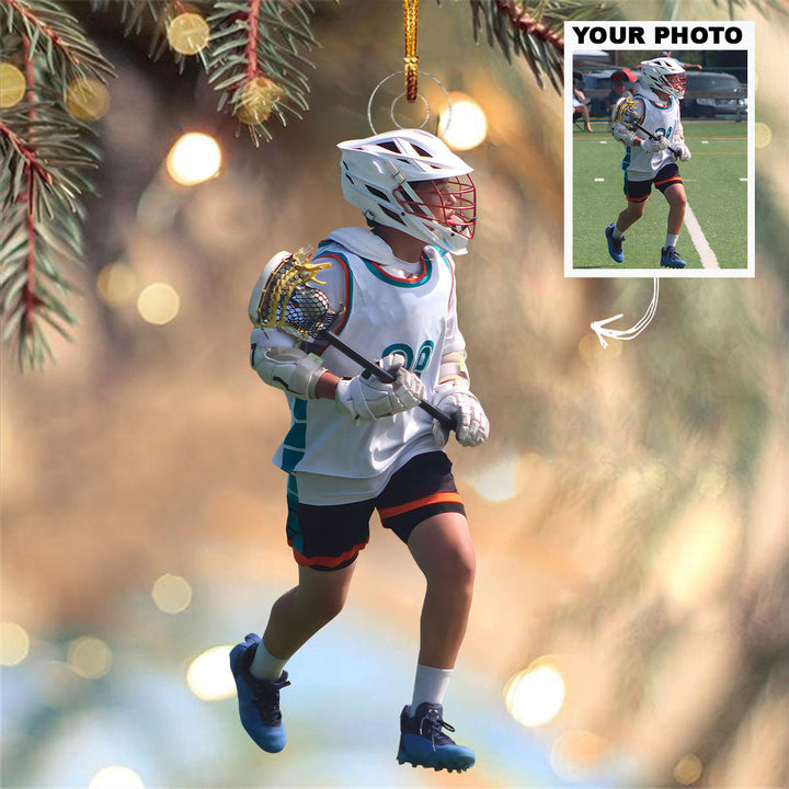 Kid Lacrosse Ornament - Personalized Custom Photo Mica Ornament - Christmas Gift For Kids, Sport Lovers, Family Members