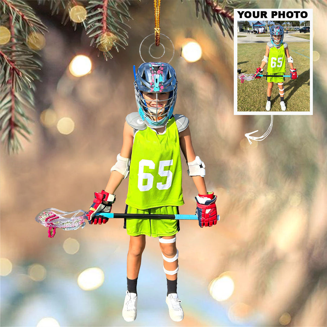 Kid Lacrosse Ornament - Personalized Custom Photo Mica Ornament - Christmas Gift For Kids, Sport Lovers, Family Members