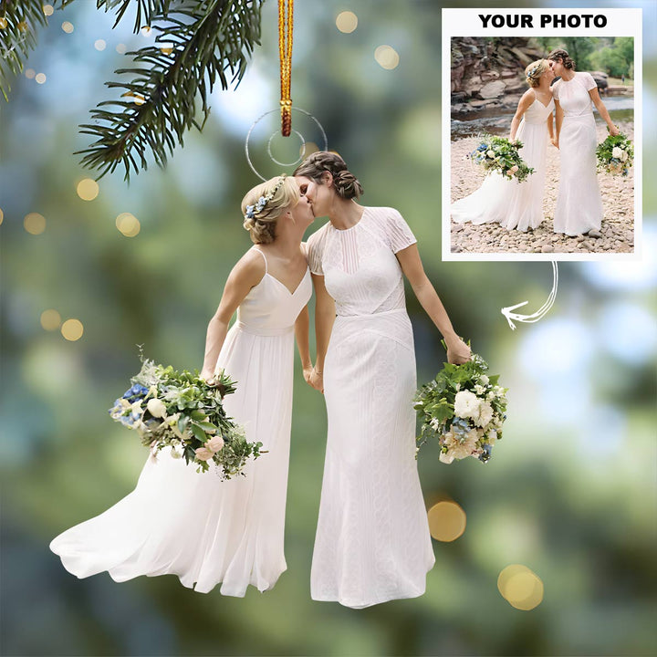 Love Is Too Beautiful - Personalized Custom Photo Mica Ornament - Christmas Gift For Couple, LGBT Couples, Friends, Family, Family Members