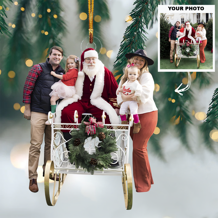 Santa Grandpa - Personalized Photo Mica Ornament - Customized Your Photo Ornament - Christmas Gift For Grandpa, Grandkids, Family, Family Members