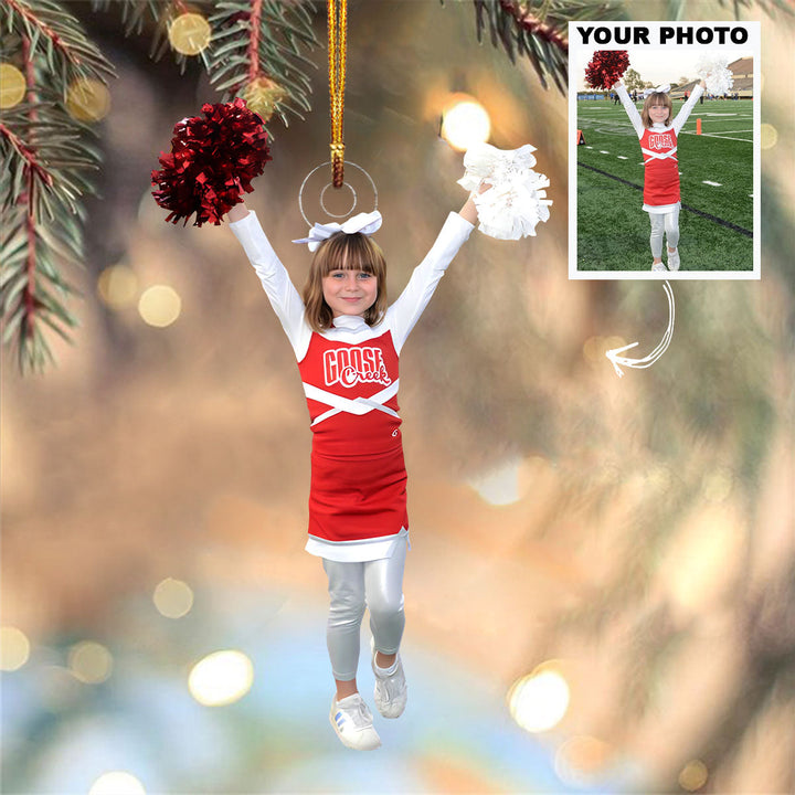 Little Cheerleader Ornament - Personalized Custom Photo Mica Ornament - Christmas Gift For Kids, Cheerleaders, Family Members