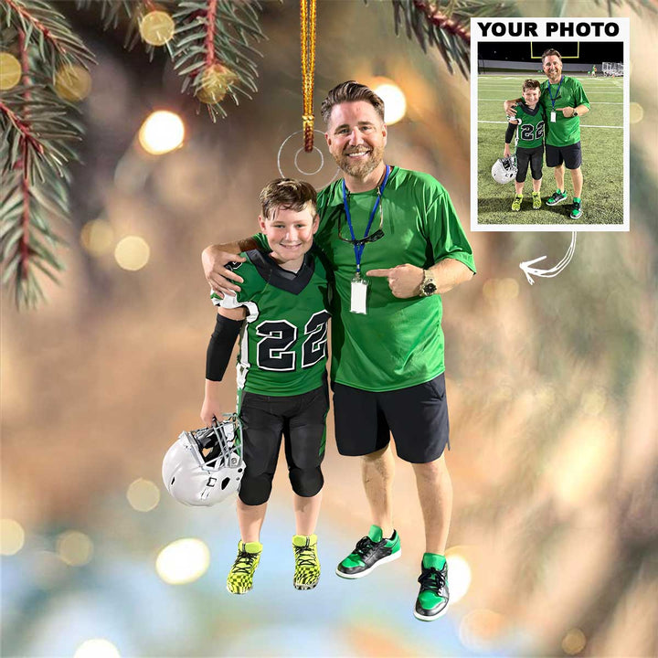 American Football Family - Personalized Custom Photo Mica Ornament - Christmas Gift For Sport Lovers, Family Members
