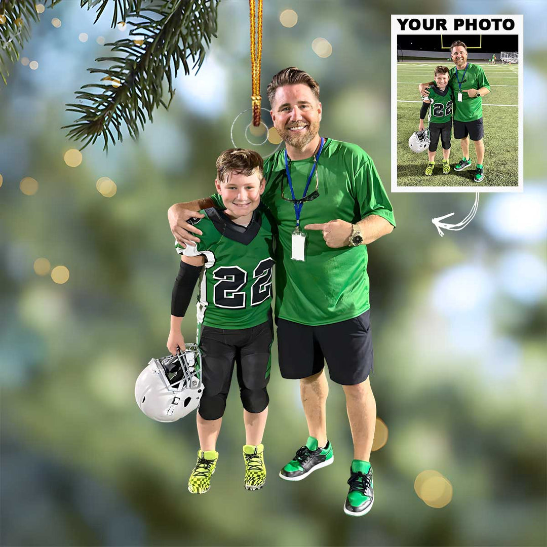 American Football Family - Personalized Custom Photo Mica Ornament - Christmas Gift For Sport Lovers, Family Members