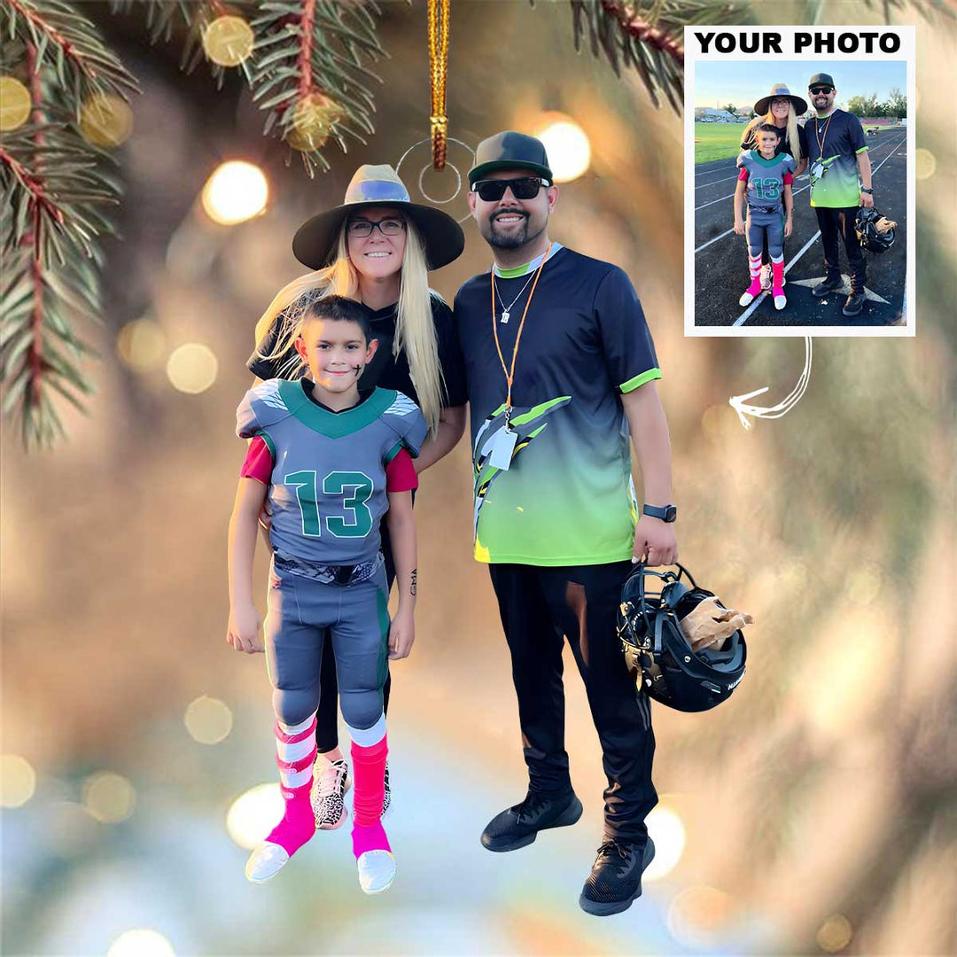 American Football Family - Personalized Custom Photo Mica Ornament - Christmas Gift For Sport Lovers, Family Members