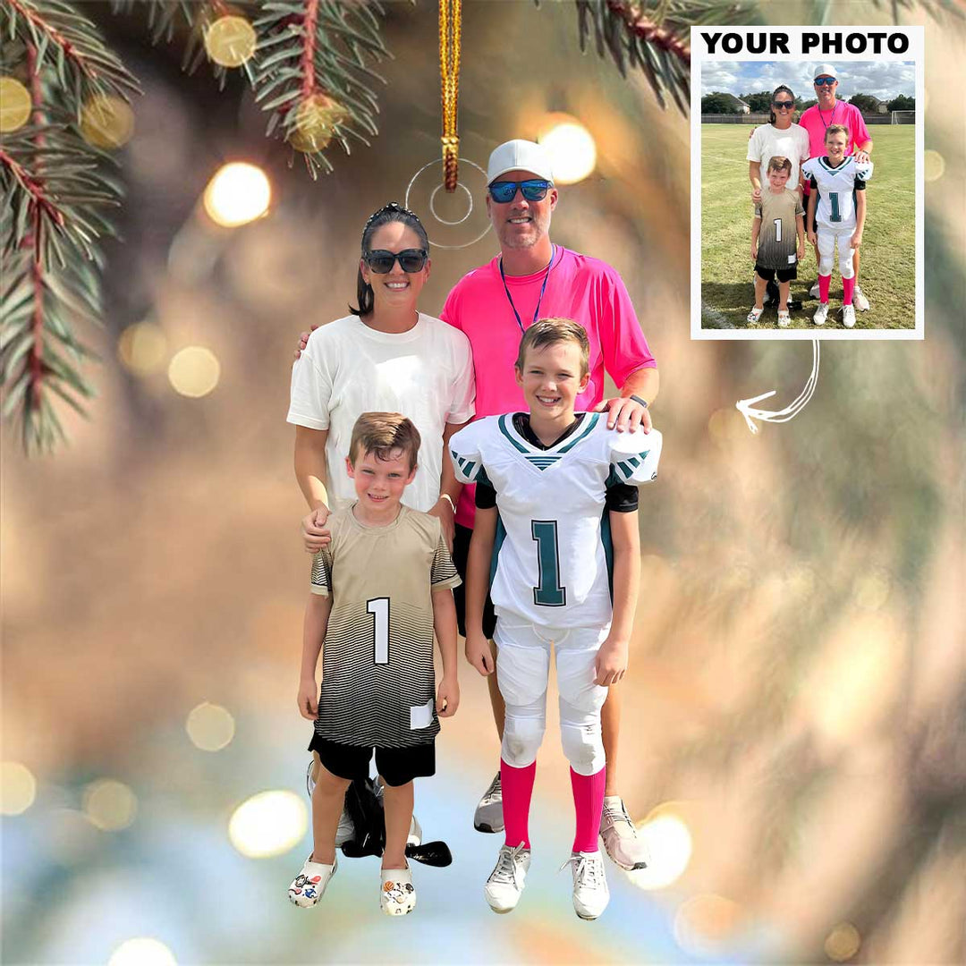 American Football Family - Personalized Custom Photo Mica Ornament - Christmas Gift For Sport Lovers, Family Members
