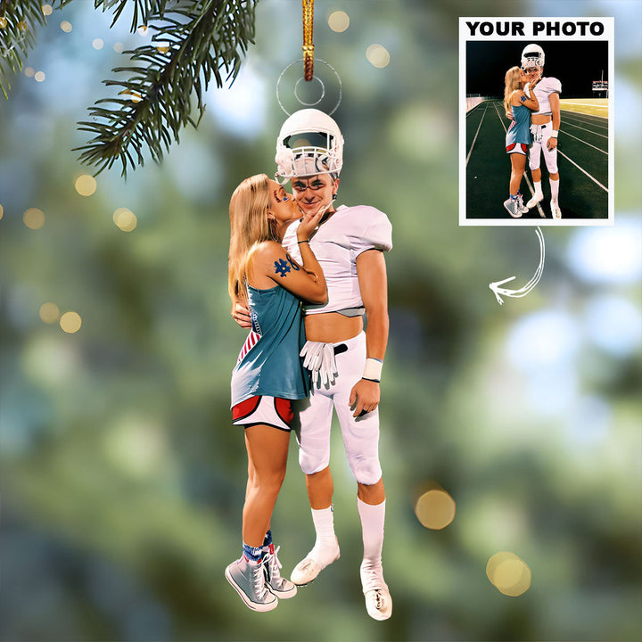 Customized Photo Ornament Couple, Family Christmas - Personalized Photo Mica Ornament - Christmas Gift For Sport Lovers