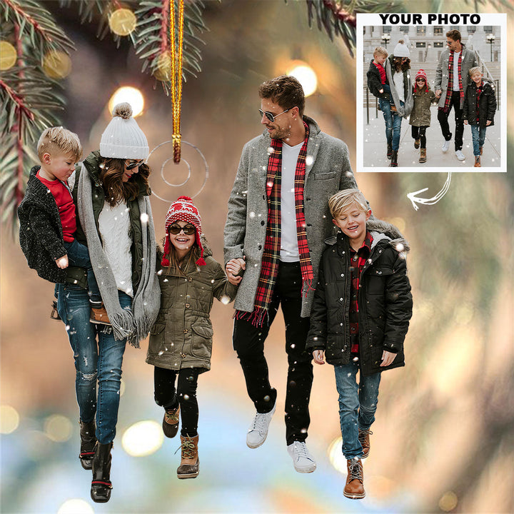 Customized Photo Ornament Couple, Family Christmas - Personalized Photo Mica Ornament