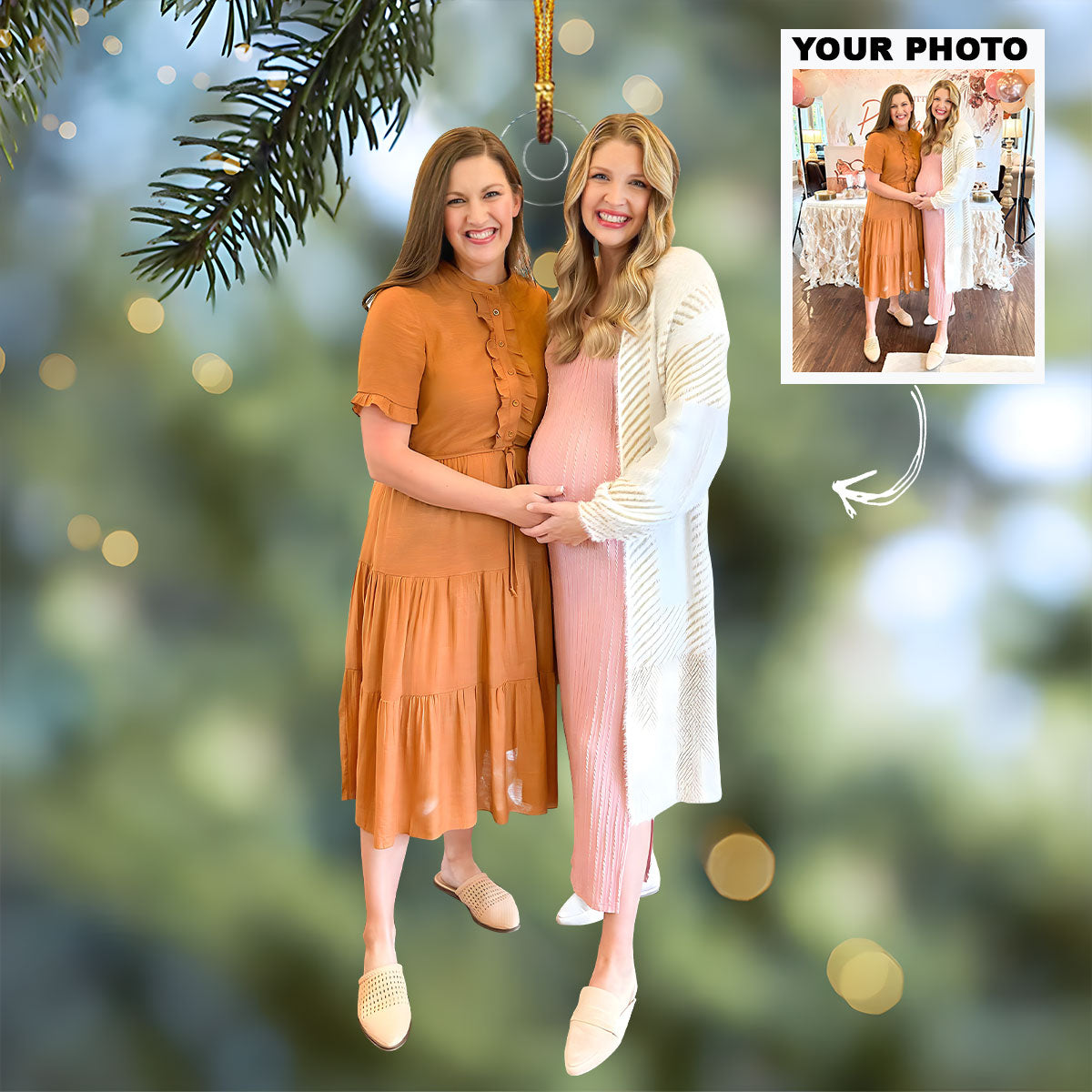Pregnancy Celebration - Personalized Custom Photo Mica Ornament - Christmas Gift For Wife, Friend, Couple, Family Members