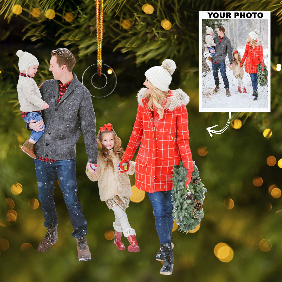 Customized Photo Ornament Couple, Family Members Christmas - Personalized Photo Mica Ornament