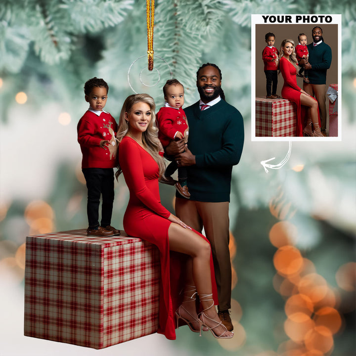 Customized Photo Ornament Couple, Family Members Christmas - Personalized Photo Mica Ornament