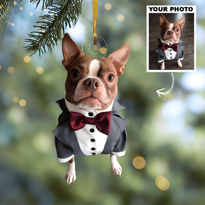 Wedding Dog - Personalized Photo Mica Ornament - Christmas, Wedding Gift For Dog Lover, Dog Mom, Dog Dad, Dog Owner