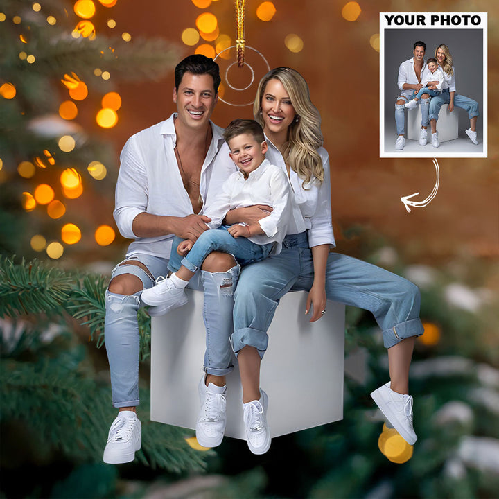 Customized Photo Ornament Couple, Family Members Christmas - Personalized Photo Mica Ornament