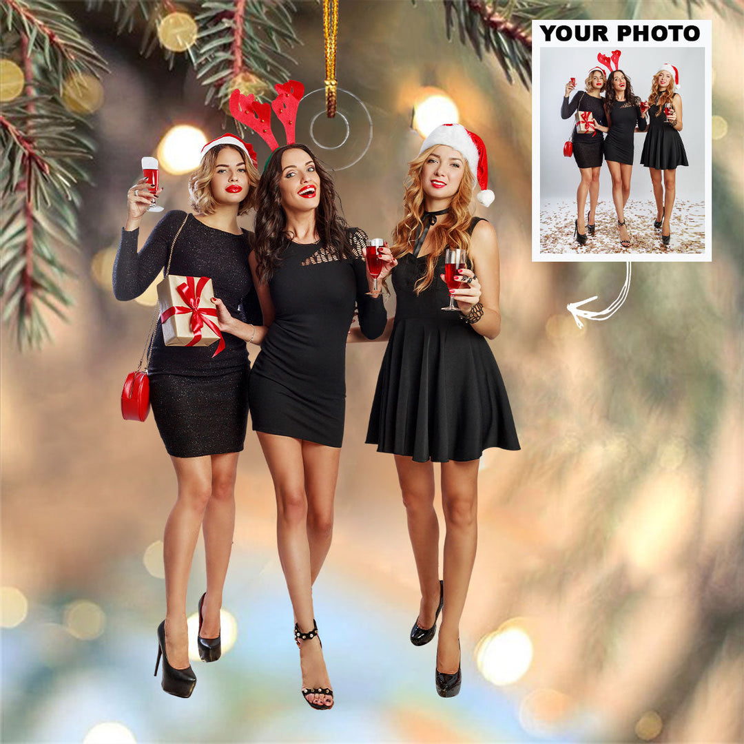 Customized Photo Ornament Friends, Family Members Christmas - Personalized Photo Mica Ornament