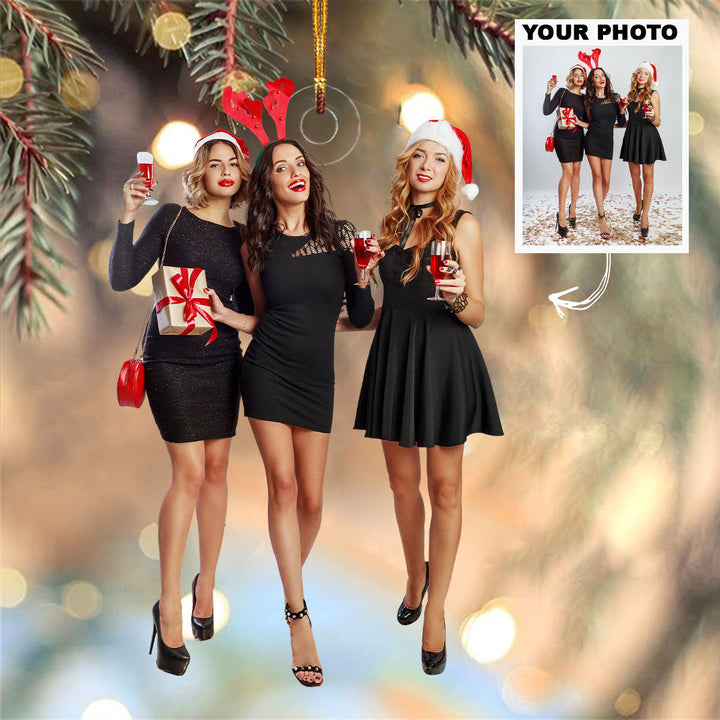 Customized Photo Ornament Friends, Family Members Christmas - Personalized Photo Mica Ornament