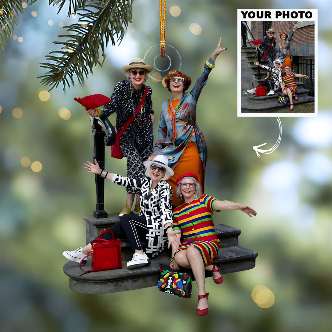 Customized Photo Ornament Friends, Family Members Christmas - Personalized Photo Mica Ornament