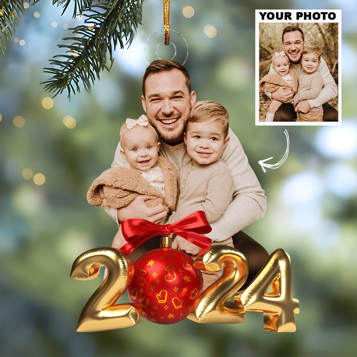 We Love You Dad - Personalized Photo Mica Ornament - Christmas Gift For Family Members UPL0PD039