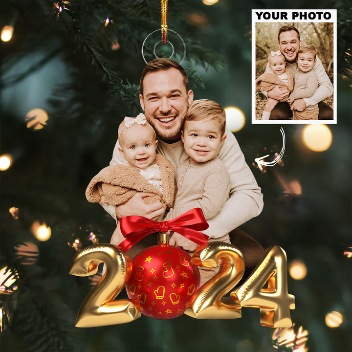 We Love You Dad - Personalized Photo Mica Ornament - Christmas Gift For Family Members UPL0PD039