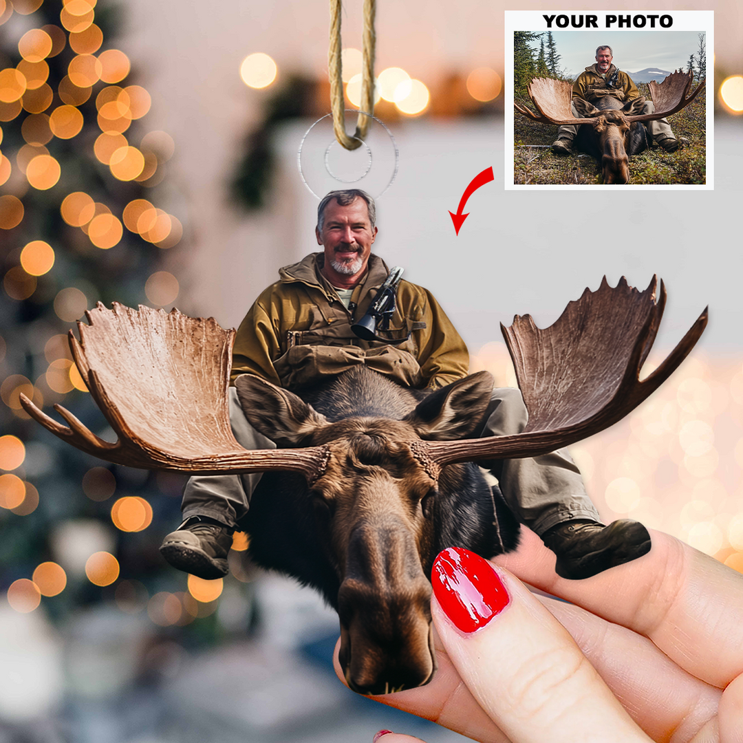 Moose Hunting Custom Photo - Personalized Photo Mica Ornament - Christmas Gift For Hunter