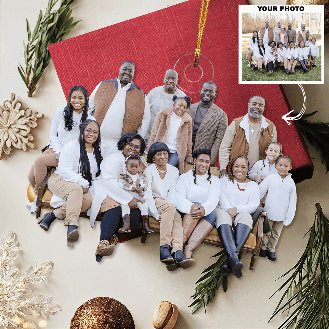 This Is Our Family - Personalized Photo Mica Ornament - Christmas Gift For Family Members