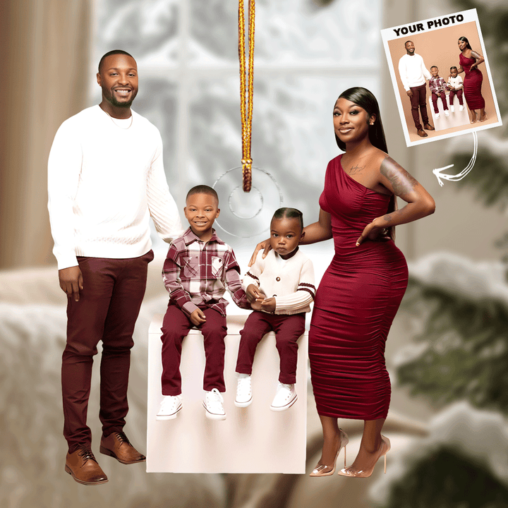 This Is Our Family - Personalized Photo Mica Ornament - Christmas Gift For Family Members