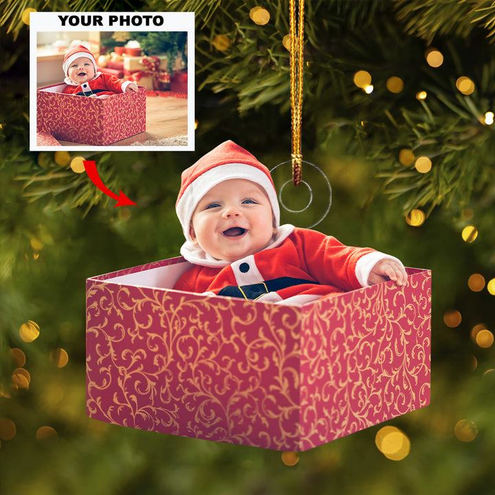 Santa Smiles - Personalized Photo Mica Ornament - Christmas Gift For Family, Family Members