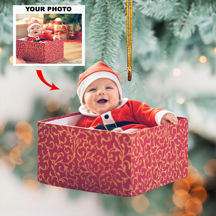 Santa Smiles - Personalized Photo Mica Ornament - Christmas Gift For Family, Family Members