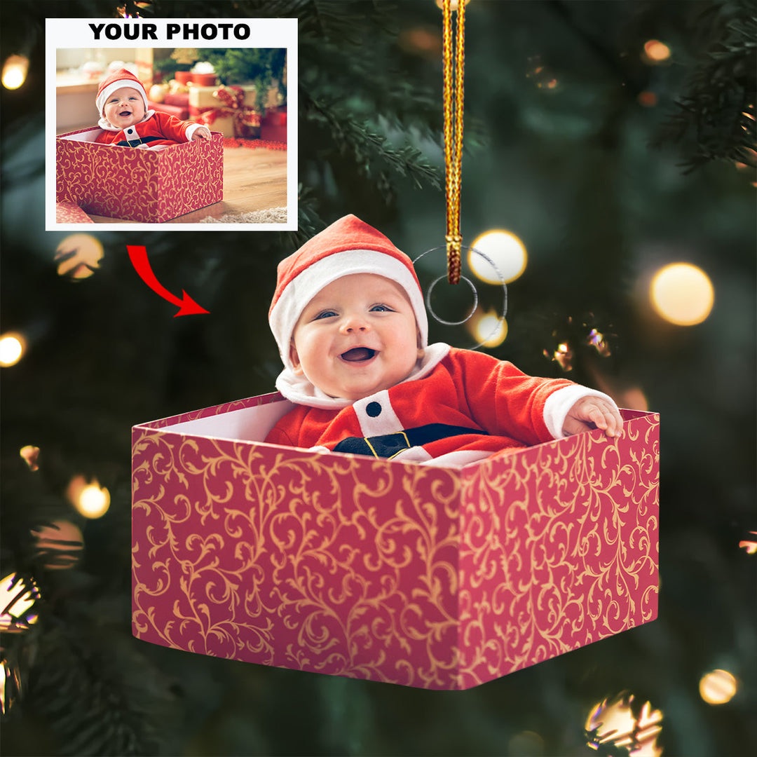 Santa Smiles - Personalized Photo Mica Ornament - Christmas Gift For Family, Family Members