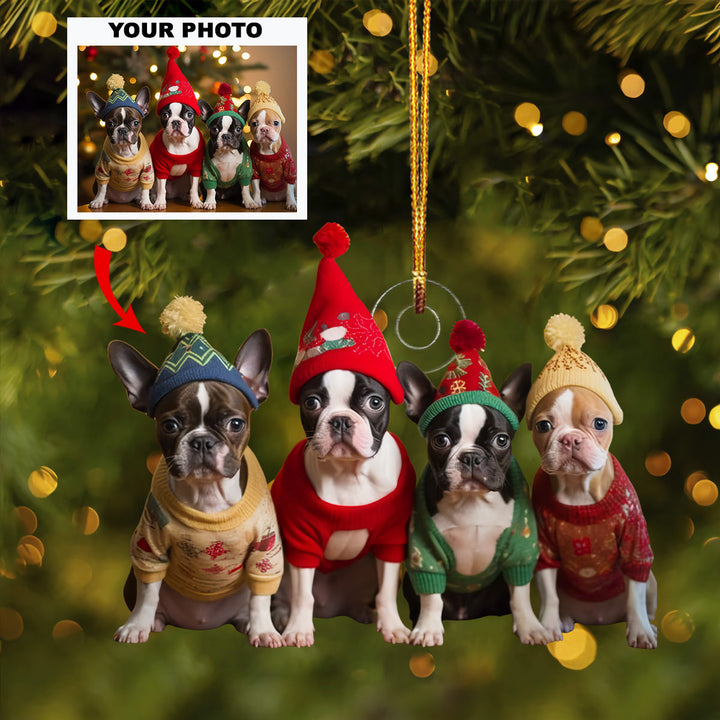 Festive Pups - Personalized Photo Mica Ornament - Christmas Gift For Pet Lovers, Dog Lovers