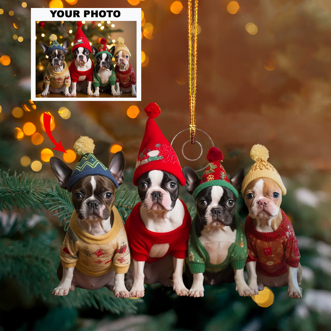 Festive Pups - Personalized Photo Mica Ornament - Christmas Gift For Pet Lovers, Dog Lovers