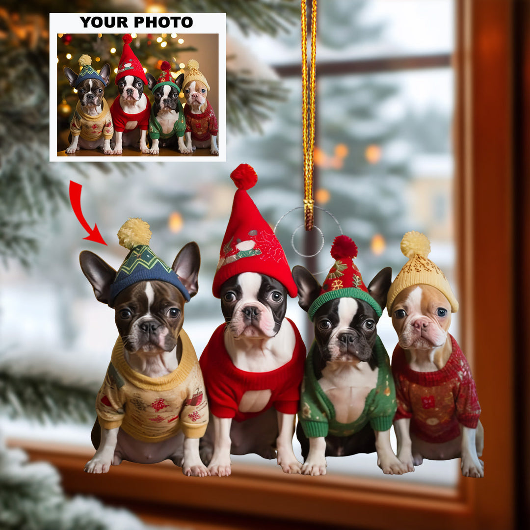 Festive Pups - Personalized Photo Mica Ornament - Christmas Gift For Pet Lovers, Dog Lovers