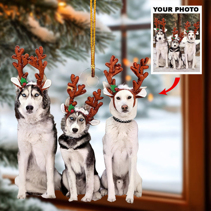 Winter Pack - Personalized Photo Mica Ornament - Christmas Gift For Pet Lovers, Dog Lovers