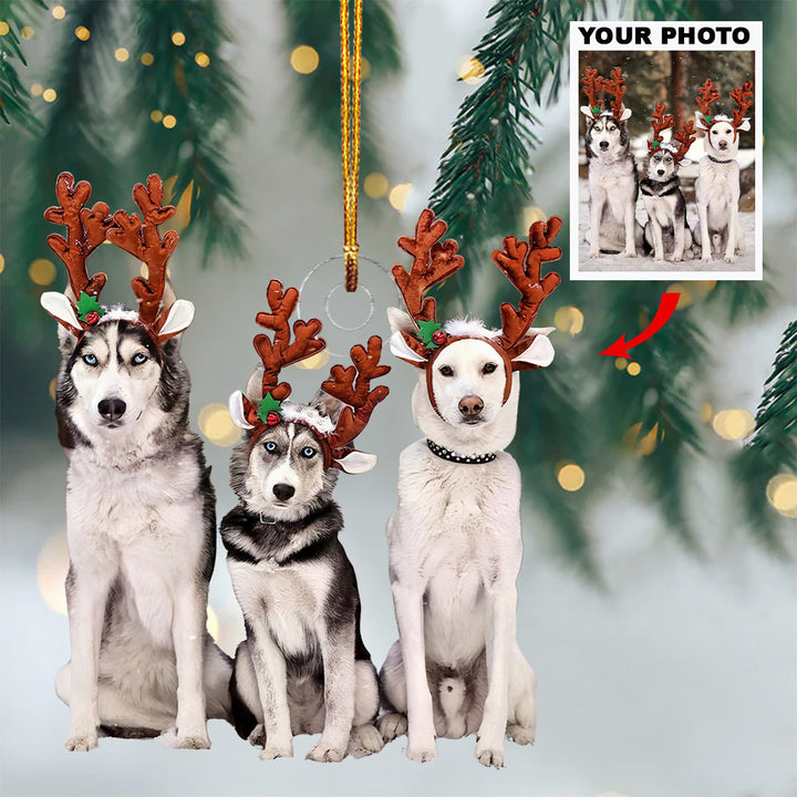 Winter Pack - Personalized Photo Mica Ornament - Christmas Gift For Pet Lovers, Dog Lovers