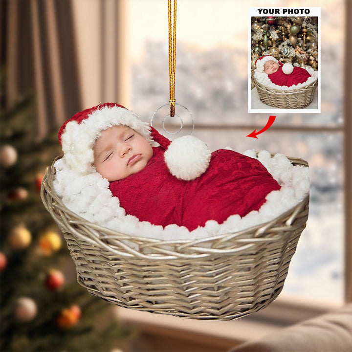 Little Angel - Personalized Photo Mica Ornament - Christmas Gift For Baby, Family Members