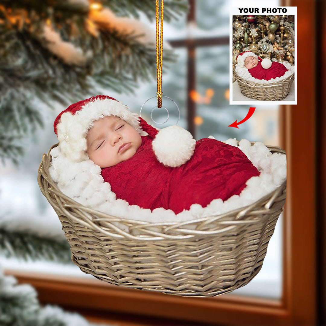 Little Angel - Personalized Photo Mica Ornament - Christmas Gift For Baby, Family Members