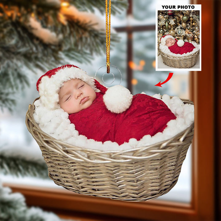 Little Angel - Personalized Photo Mica Ornament - Christmas Gift For Baby, Family Members