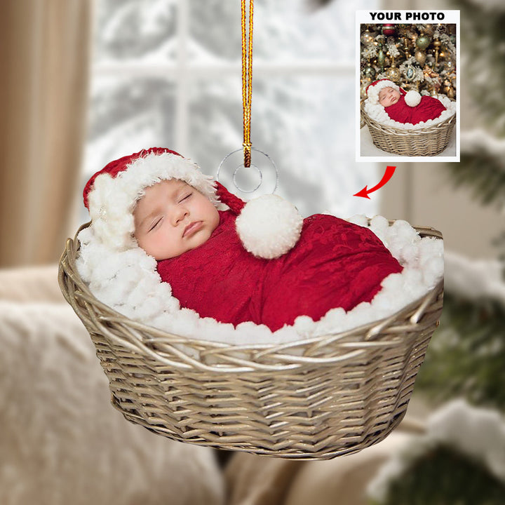 Little Angel - Personalized Photo Mica Ornament - Christmas Gift For Baby, Family Members