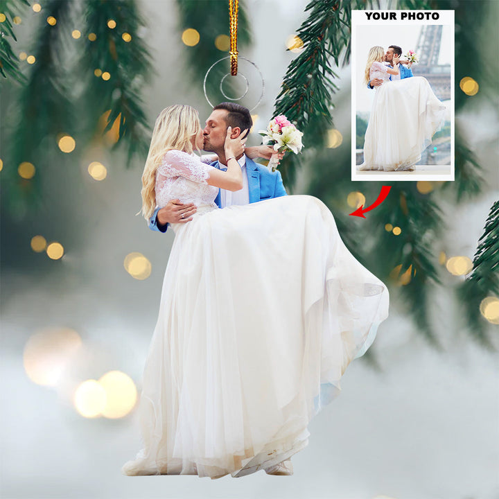 Couple Kiss- Personalized Photo Mica Ornament - Christmas Gift For Couple