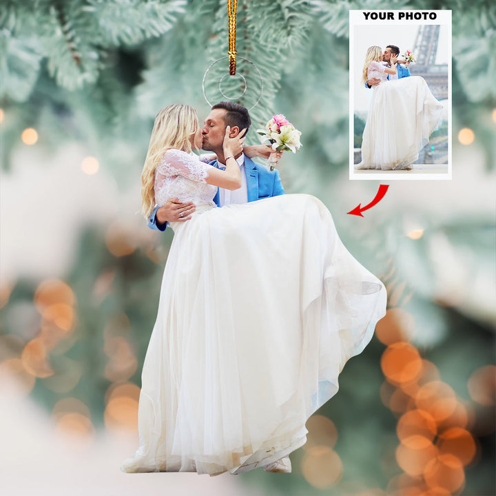 Couple Kiss- Personalized Photo Mica Ornament - Christmas Gift For Couple