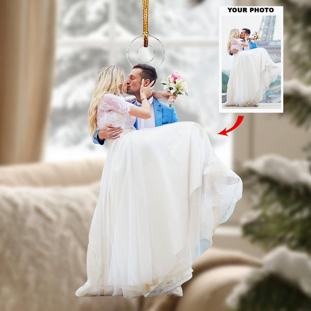 Couple Kiss- Personalized Photo Mica Ornament - Christmas Gift For Couple
