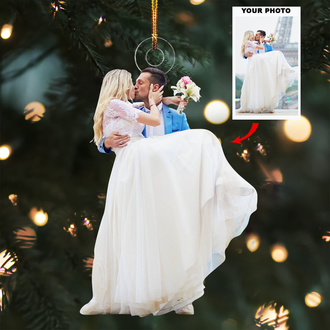 Couple Kiss- Personalized Photo Mica Ornament - Christmas Gift For Couple