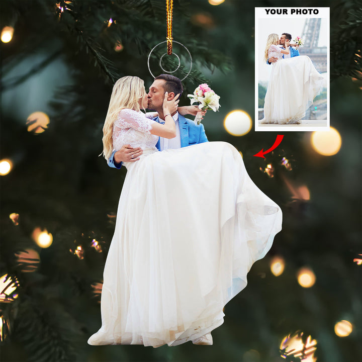 Couple Kiss- Personalized Photo Mica Ornament - Christmas Gift For Couple