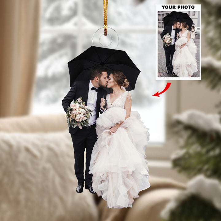 Couple Wedding- Personalized Photo Mica Ornament - Christmas Gift For Couple