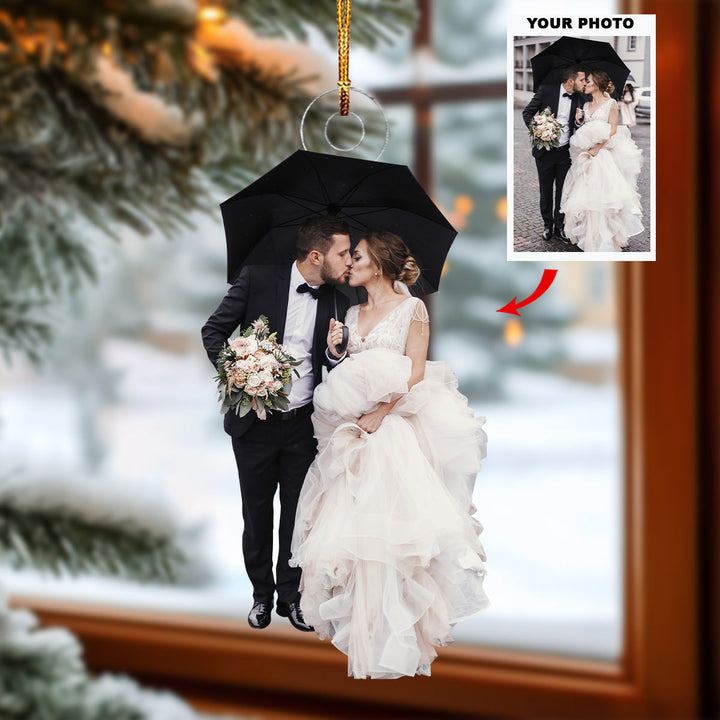Couple Wedding- Personalized Photo Mica Ornament - Christmas Gift For Couple
