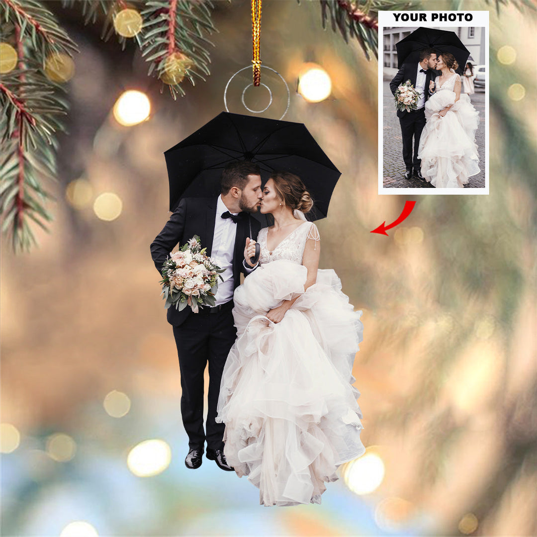 Couple Wedding- Personalized Photo Mica Ornament - Christmas Gift For Couple