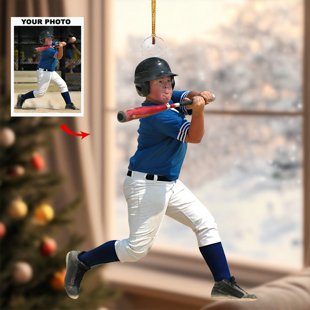 Baseball Player- Personalized Photo Mica Ornament - Christmas Gift For Sports Lovers
