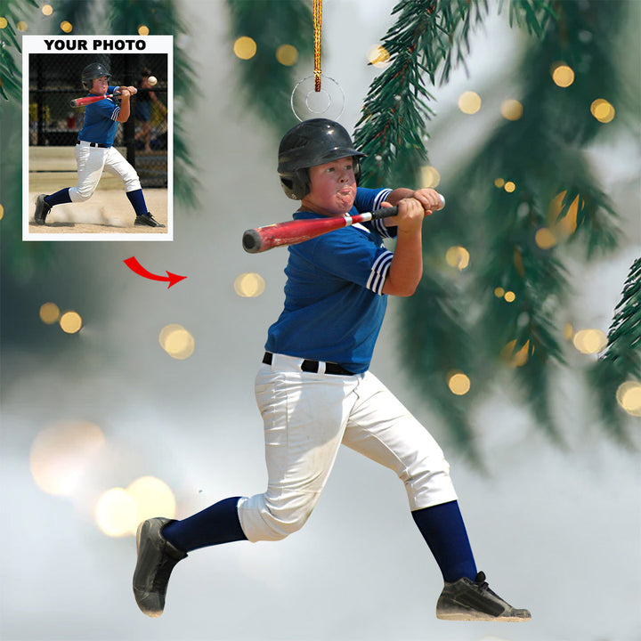 Baseball Player- Personalized Photo Mica Ornament - Christmas Gift For Sports Lovers