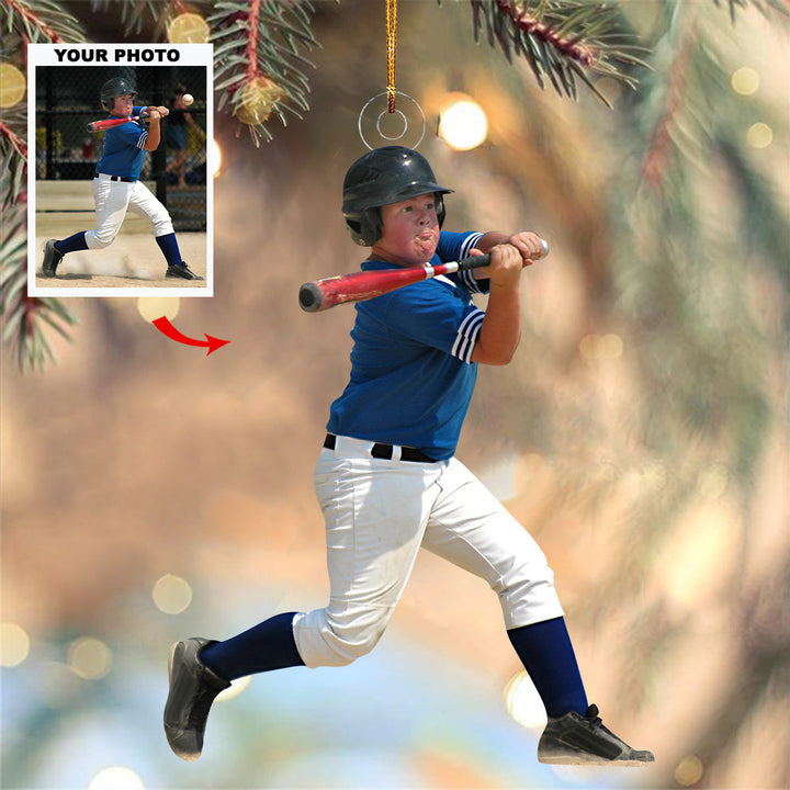 Baseball Player- Personalized Photo Mica Ornament - Christmas Gift For Sports Lovers