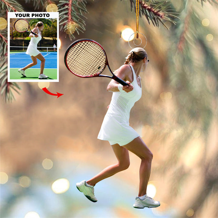 Tennis Player- Personalized Photo Mica Ornament - Christmas Gift For Sports Lovers