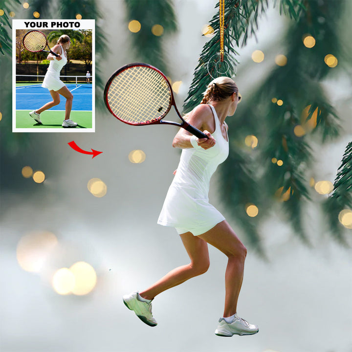 Tennis Player- Personalized Photo Mica Ornament - Christmas Gift For Sports Lovers